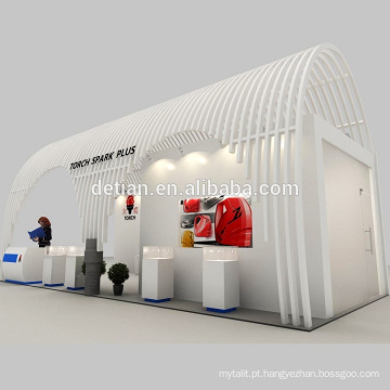 Detian Oferecer arco porta madeira stand exibição comércio show de cabine com prateleira de exibição com design 3d livre